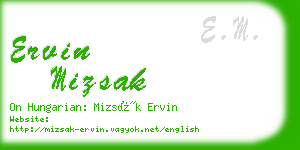 ervin mizsak business card